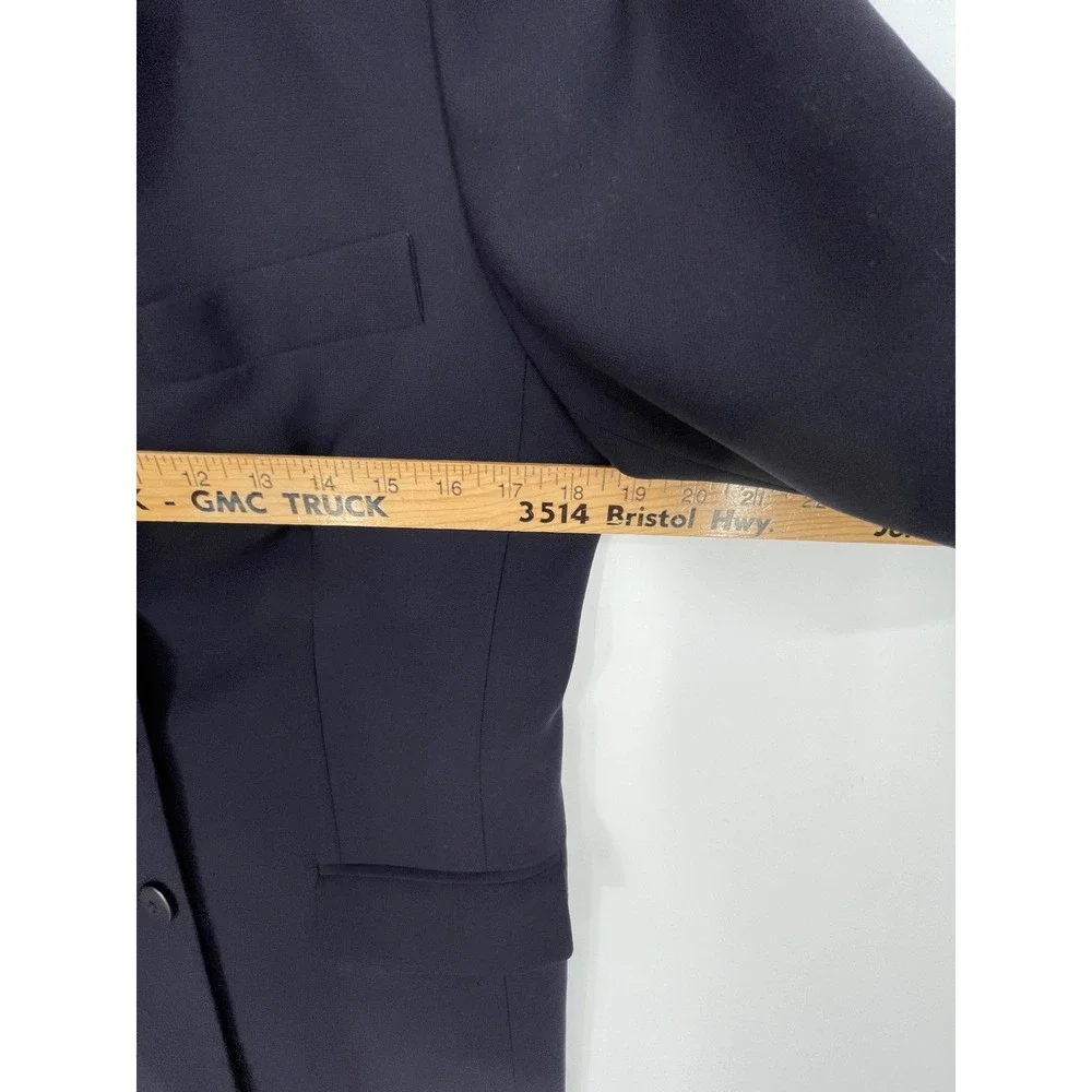 VTG Talbots Women Blazer 6P Jacket Navy Blue Pure Wool 3-Button Made Japan